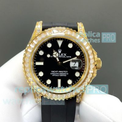 FH Factory Luxury Clone Rolex Gain Weight Yacht-Master 3235 Watch Gold Baguette Bezel 